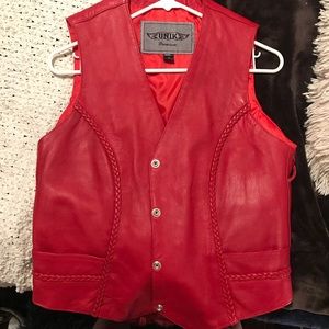 Unik Premium genuine leather Red Moto Vest xxl